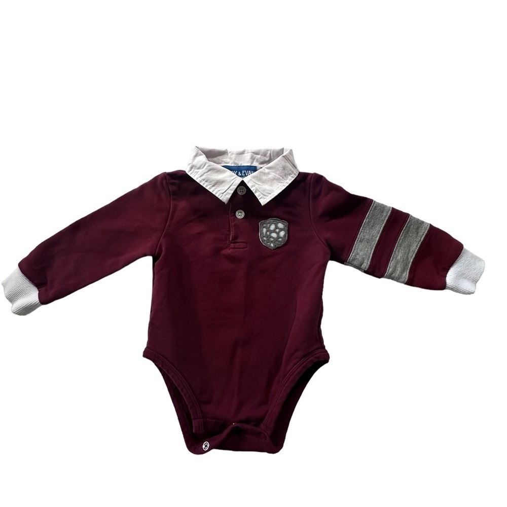 Andy & Evan Burgundy Collard Long Sleeve Onesie Size 3-6M